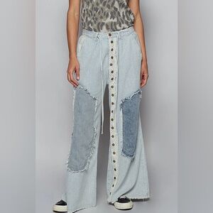 POL Stylish Blue Patchwork Women Jeans medium